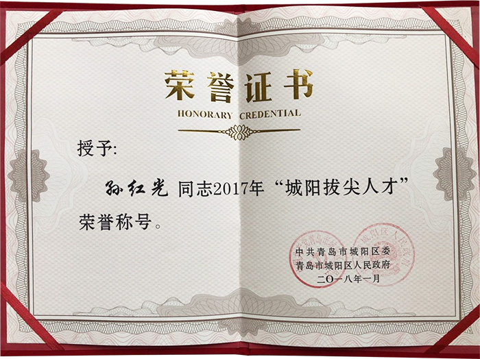 青島特斯特科技股份有限公司董事長(zhǎng)孫紅光先生獲得 “城陽(yáng)拔尖人才”的榮譽(yù)